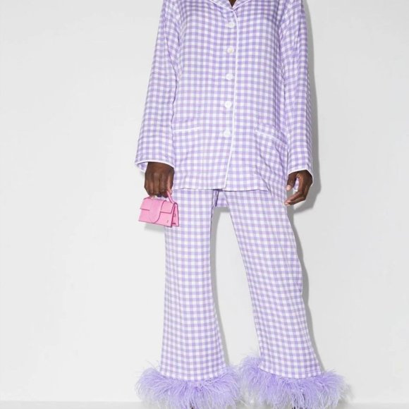Sleeper Ostrich feather PJs - Sold Out Everywhere - Worn Once and Dry Cleaned -L - Picture 3 of 8